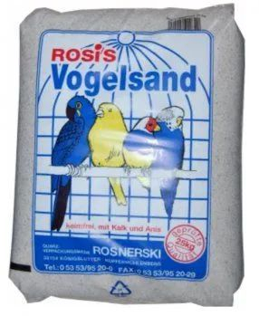 Rosis Vogelsand weiss 25kgDer Vogelsand in weiß mit Kalkgrit und Anis