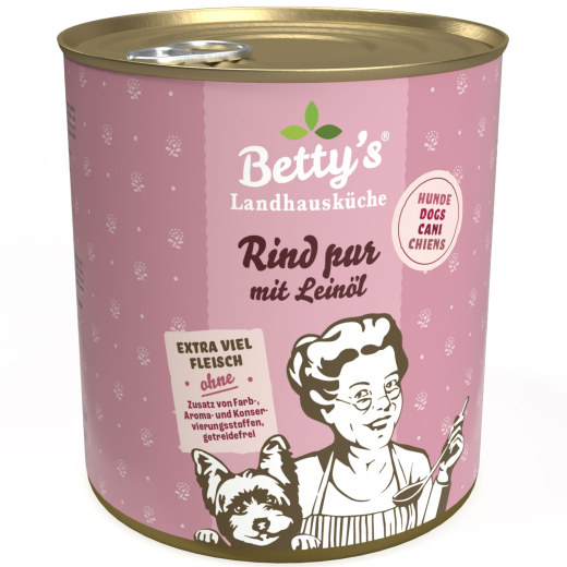 Betty‘s Landhausküche Hund – Rind pur mit Leinöl 800 g