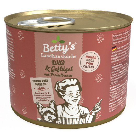 Betty‘s Landhausküche Hund – Wild & Geflügel mit Preiselbeeren 200 g