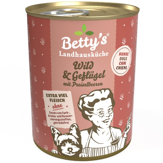 Betty‘s Landhausküche Hund – Wild & Geflügel mit Preiselbeeren 400 g