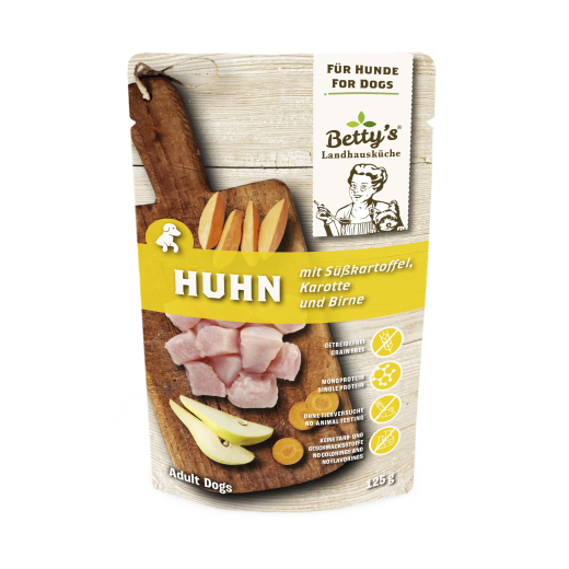 Betty‘s Landhausküche Hund – Huhn mit Süßkartoffel und Birne 125 g