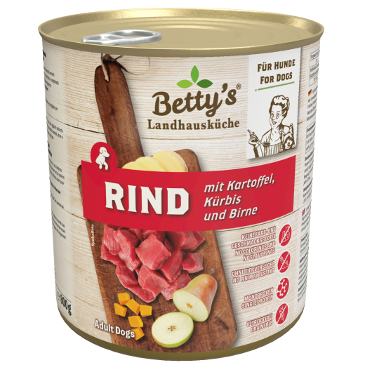 Betty‘s Landhausküche Hund – Rind mit Kartoffel, Kürbis und Birne 800 g