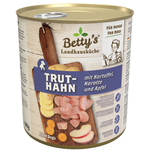 Betty‘s Landhausküche Hund – Truthahn mit Kartoffel, Karotte und Apfel 800 g