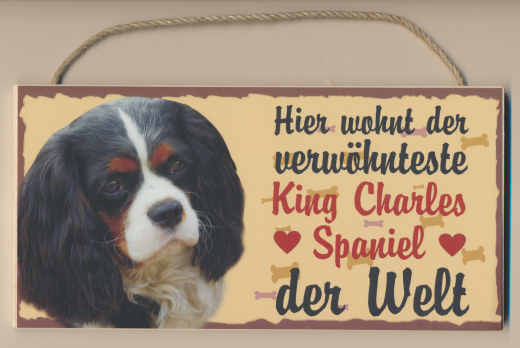 Türschild - Hier wohnt der verwöhnteste King Charles Spaniell der Welt